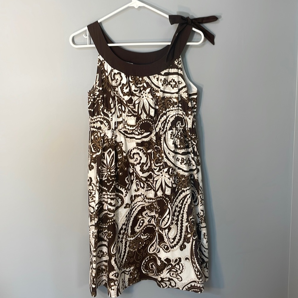 Style & Co Womens Petite 6P Brown/White Paisley Lined Dress
